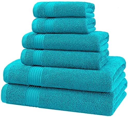 American Veteran Towel 6 Piece Set | 600 GSM Turkish Cotton Bath & Hand Towels Aqua Blue thumbnail 5