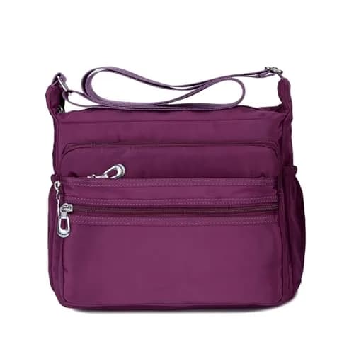 NOTAG Purple Nylon Crossbody Bag for Women, Large 31cm (12.2 inches) | Water Resistant Shoulder Bag with Adjustable Strap thumbnail 1