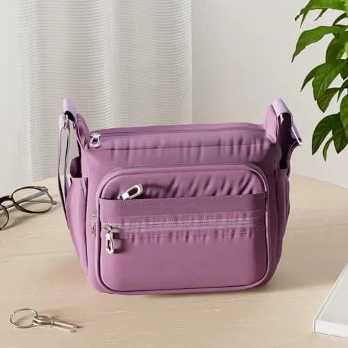 NOTAG Purple Nylon Crossbody Bag for Women, Large 31cm (12.2 inches) | Water Resistant Shoulder Bag with Adjustable Strap thumbnail 4