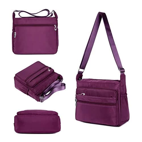 NOTAG Purple Nylon Crossbody Bag for Women, Large 31cm (12.2 inches) | Water Resistant Shoulder Bag with Adjustable Strap thumbnail 8