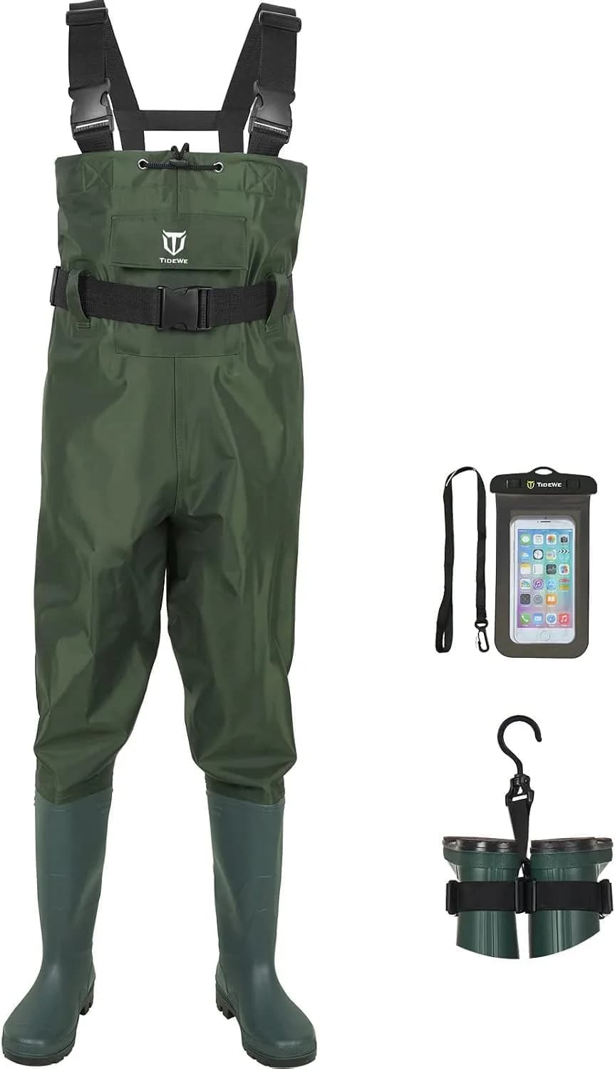 TIDEWE Chest Waders for Men Women Waterproof Fishing Waders GN M14 | Durable 420D Nylon & PVC, Lightweight & Comfortable (70-120 chars)