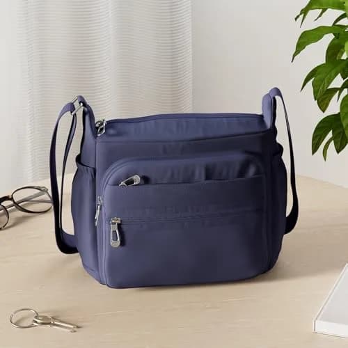 NOTAG Waterproof Crossbody Bag for Women - Small Size Navy Blue | Lightweight Nylon Shoulder Purse with Multiple Pockets thumbnail 4
