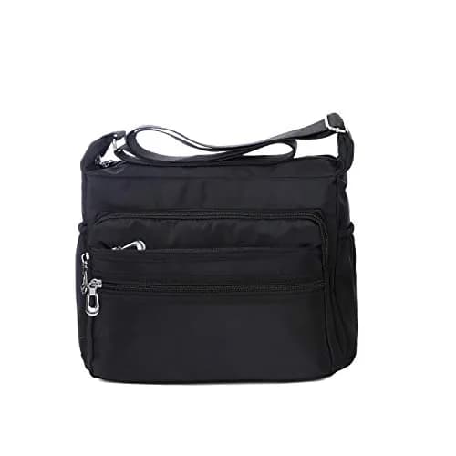 NOTAG Large Black Crossbody Bag for Women | Water Resistant Nylon Purse with Adjustable Strap & Multi-Pocket thumbnail 1