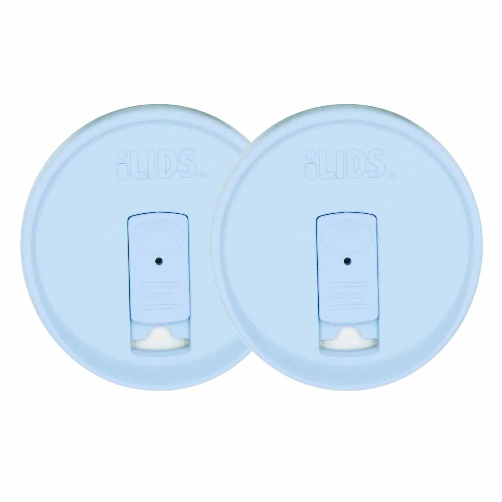 iLIDS Mason Jar Drink Lid, Wide Mouth, Sky Blue, 2 Pack | Spill-Resistant BPA-Free USA Made