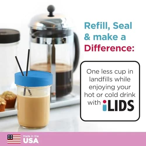 iLIDS Mason Jar Drink Lid, Wide Mouth, Sky Blue, 2 Pack | Spill-Resistant BPA-Free USA Made thumbnail 4
