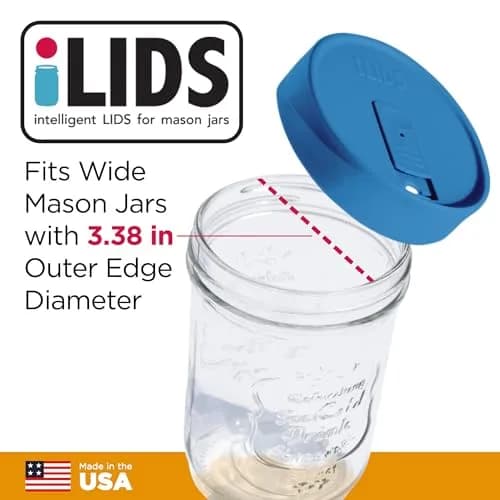 iLIDS Mason Jar Drink Lid, Wide Mouth, Sky Blue, 2 Pack | Spill-Resistant BPA-Free USA Made thumbnail 2