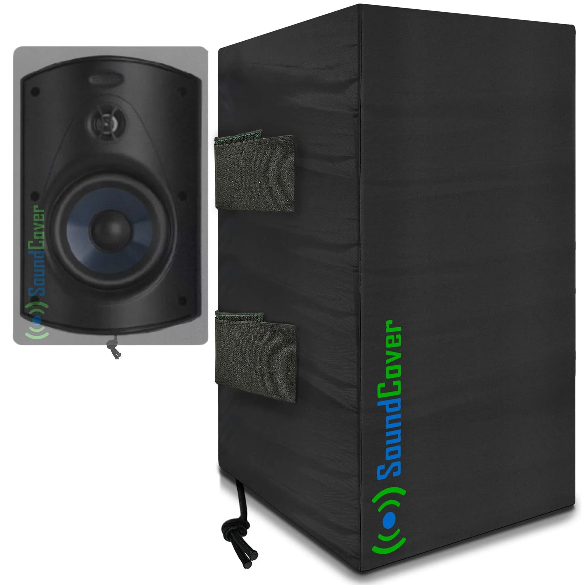 SoundCover Outdoor Speaker Covers for C-Bracket Mounts | UV50+ Water-Resistant Compact Set of 2 (10.4"H x 6.7"W x 8.3"D) — COMPACT: H 10.4" x W 6.7" x D 8.3"