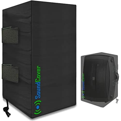 SoundCover Medium Outdoor Speaker Covers | UV50+ Water-Resistant 210T Polyester (13.6"H x 7.9"W x 8.9"D) | Set of 2 thumbnail 1