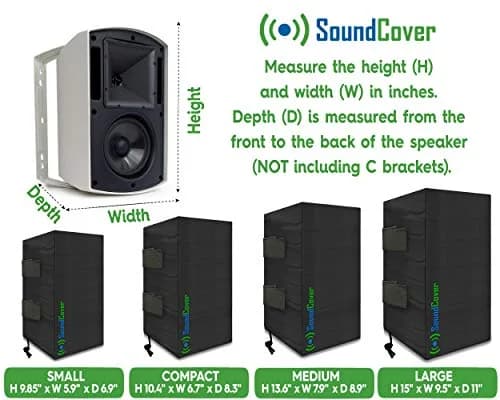 SoundCover Medium Outdoor Speaker Covers | UV50+ Water-Resistant 210T Polyester (13.6"H x 7.9"W x 8.9"D) | Set of 2 thumbnail 6