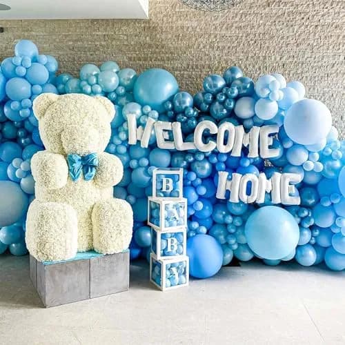 PartyWoo Blue and White Balloons 100pcs 12 Inch Pearl Blue White Balloons | ASTM Certified Latex Party Balloons thumbnail 4