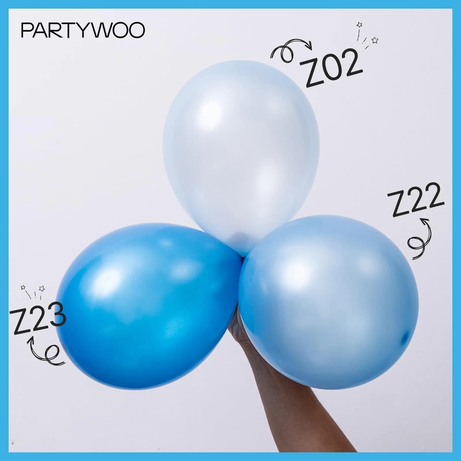 PartyWoo Blue and White Balloons 100pcs 12 Inch Pearl Blue White Balloons | ASTM Certified Latex Party Balloons - view 2