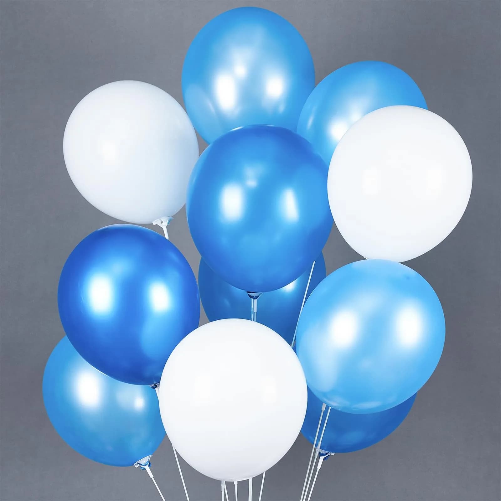 PartyWoo Blue and White Balloons 100pcs 12 Inch Pearl Blue White Balloons | ASTM Certified Latex Party Balloons - view 3