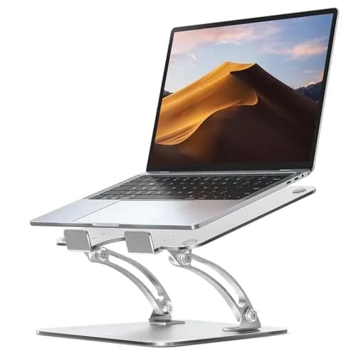 Nulaxy Ergonomic Adjustable Laptop Stand for Desk, Dual Foldable Computer Riser with Advanced Heat-Vent, Heavy-Duty Portable Notebook Holder for Posture Correction, Compatible with Mac 10-16" Laptops — A-Silver