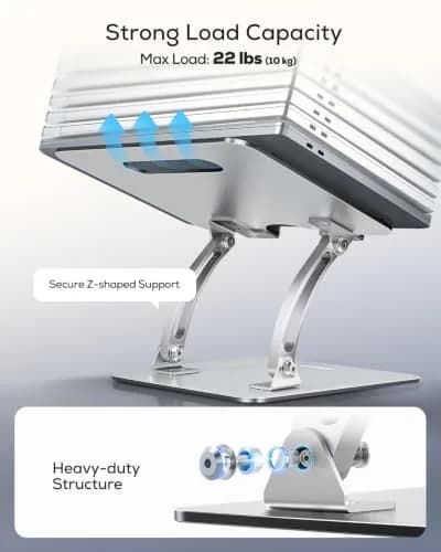 Nulaxy Ergonomic Adjustable Laptop Stand for Desk, Dual Foldable Computer Riser with Advanced Heat-Vent, Heavy-Duty Portable Notebook Holder for Posture Correction, Compatible with Mac 10-16" Laptops thumbnail 5