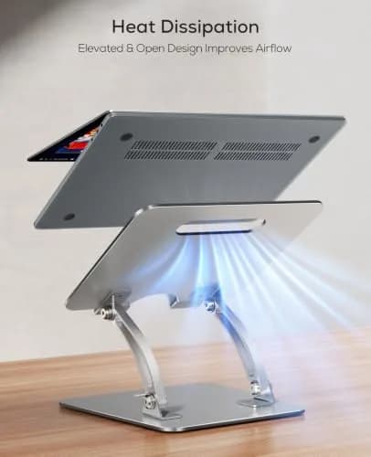 Nulaxy Ergonomic Adjustable Laptop Stand for Desk, Dual Foldable Computer Riser with Advanced Heat-Vent, Heavy-Duty Portable Notebook Holder for Posture Correction, Compatible with Mac 10-16" Laptops thumbnail 7