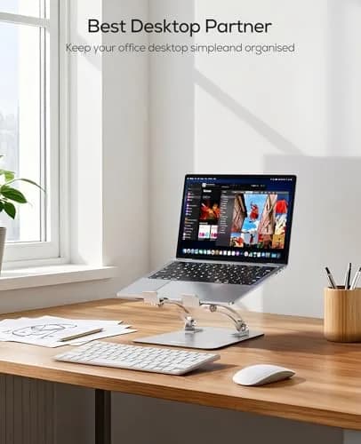 Nulaxy Ergonomic Adjustable Laptop Stand for Desk, Dual Foldable Computer Riser with Advanced Heat-Vent, Heavy-Duty Portable Notebook Holder for Posture Correction, Compatible with Mac 10-16" Laptops thumbnail 8