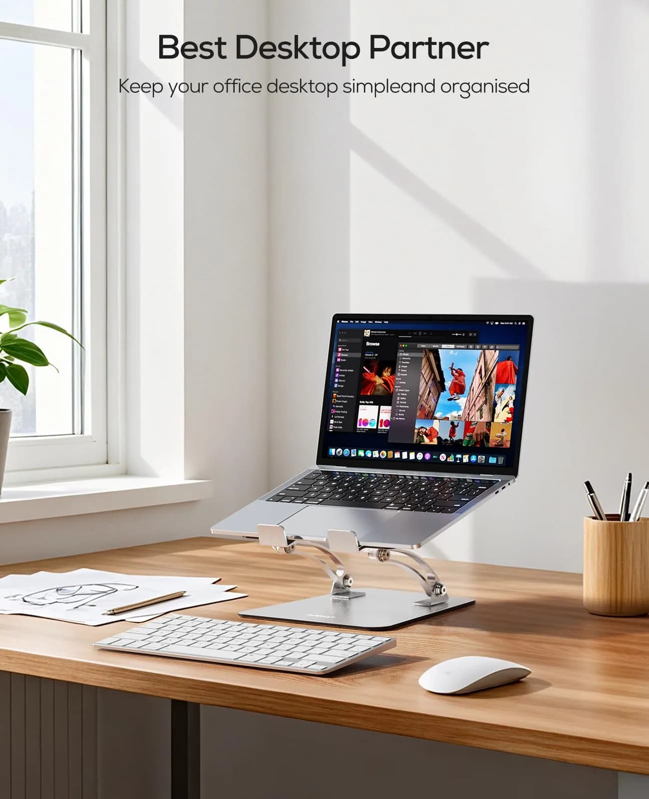Nulaxy Ergonomic Adjustable Laptop Stand for Desk, Dual Foldable Computer Riser with Advanced Heat-Vent, Heavy-Duty Portable Notebook Holder for Posture Correction, Compatible with Mac 10-16" Laptops - view 8