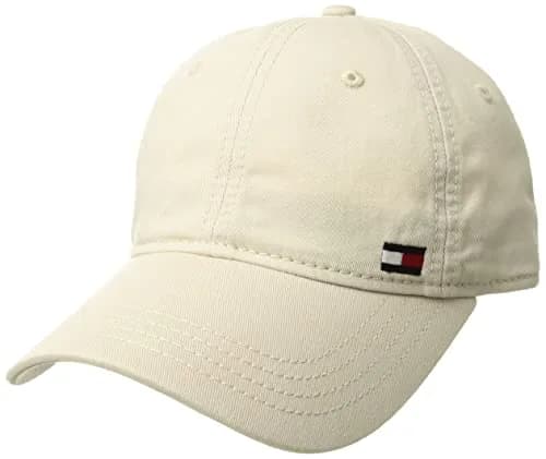 Tommy Hilfiger Men's Billy Corner Flag Dad Hat, Stone, One Size thumbnail 1