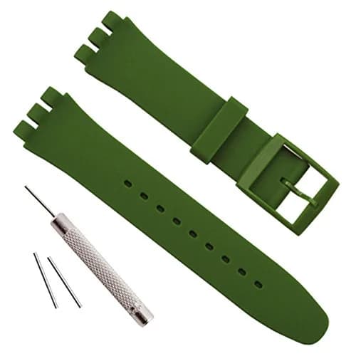 GREENOLIVE Silicone Rubber Watch Strap for Swatch 19mm (0.75 in) | Water-Resistant, Breathable, Lightweight thumbnail 1