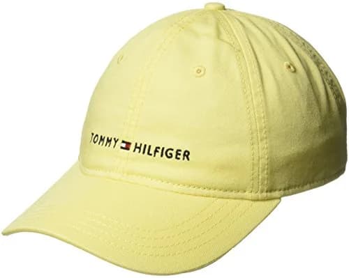 Tommy Hilfiger Men's Logo Dad Baseball Cap - Limelight, 100% Cotton, Adjustable Fit - main product image