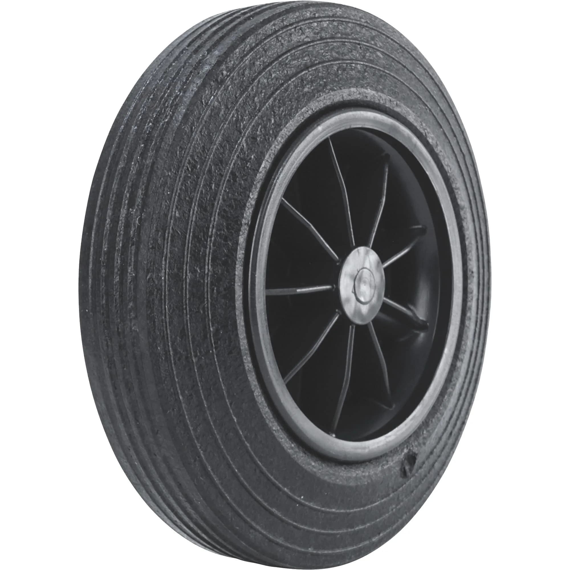 Roll-Tech 8in Snap-Lock Trash Can Replacement Wheel, Black | Quiet Rubber Tire, 250 lbs Load