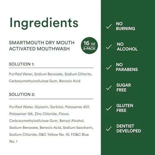 SmartMouth Dry Mouth Zinc Activated Mouthwash, Mint, 16 fl oz (473 ml) | Moisturizes & Eliminates Bad Breath thumbnail 8