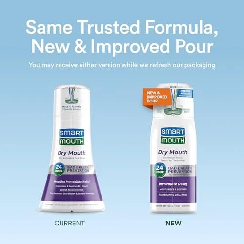 SmartMouth Dry Mouth Zinc Activated Mouthwash, Mint, 16 fl oz (473 ml) | Moisturizes & Eliminates Bad Breath thumbnail 2