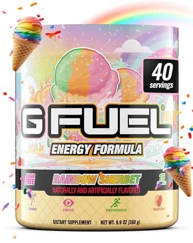 G Fuel Rainbow Sherbet Sugar Free Energy Drink Powder | Focus & Antioxidants, 9.9oz thumbnail 1