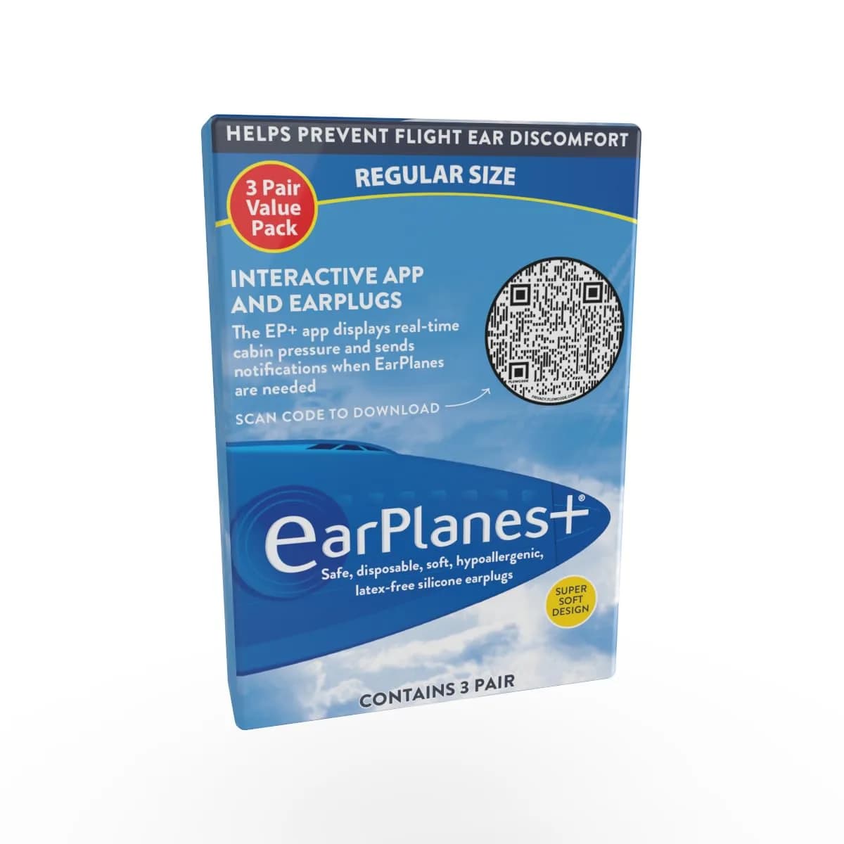 Earplanes Super Soft Adult Ear Plugs for Air Travel | Regulates Cabin Pressure & Noise Reduction