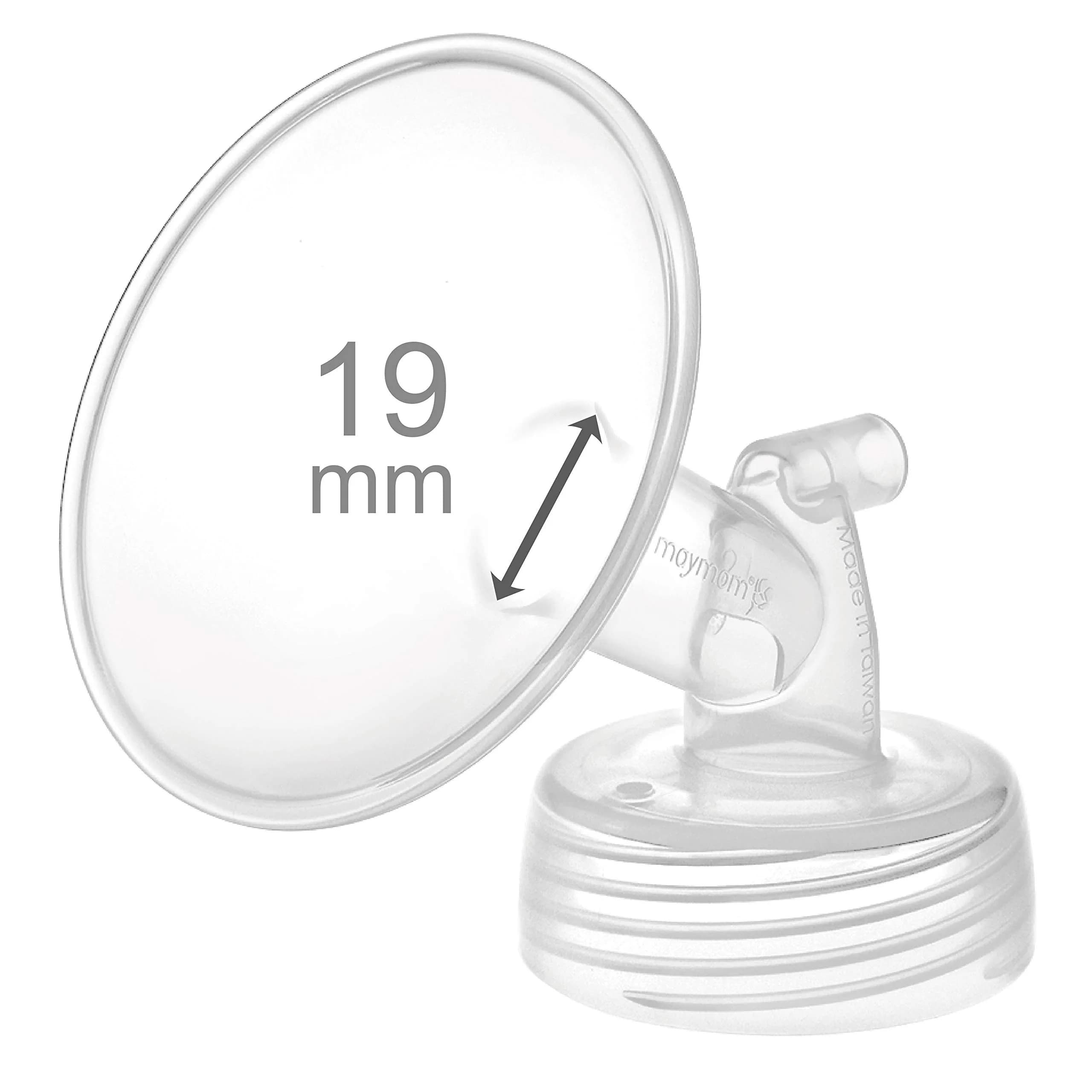Maymom 21mm Flange for Spectra S1/S2/9 Plus Breastpump | BPA-Free Plastic, Hypoallergenic — One Flange Clear / 19 mm