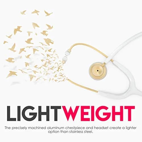 MDF Instruments Acoustica Lightweight Stethoscope for Adults Dual Head White Tube Gold Chestpiece | Trusted Diagnostic Tool thumbnail 3