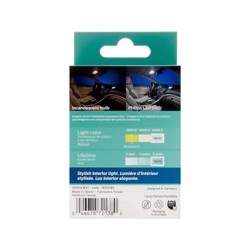 Philips Ultinon LED Bulb White 1 Pack | 6000K Bright White Light for Cars thumbnail 4