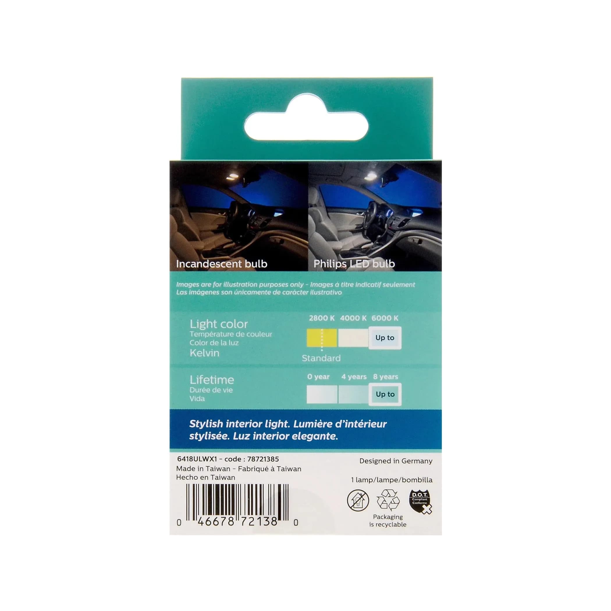 Philips Ultinon LED Bulb White 1 Pack | 6000K Bright White Light for Cars - view 4