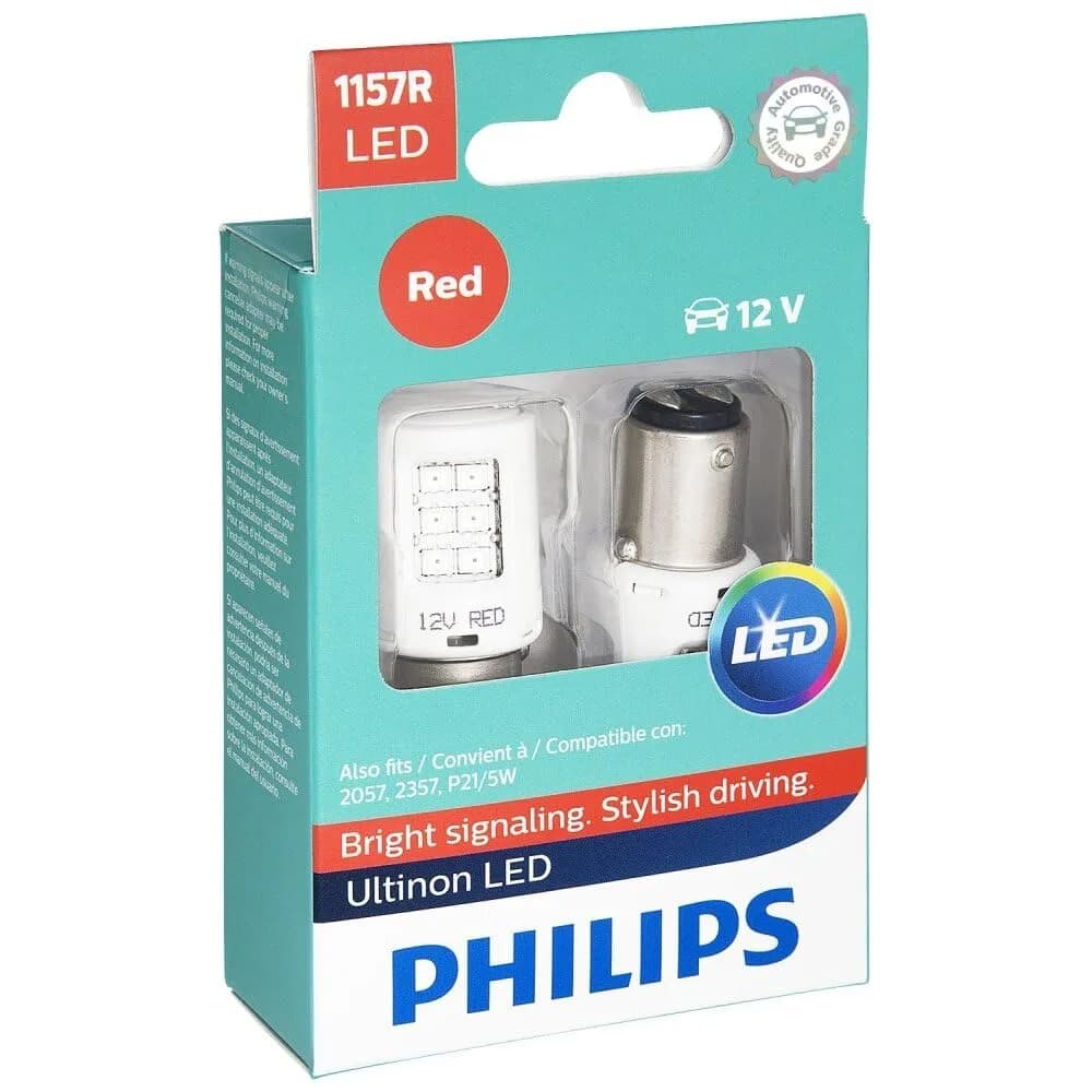 Philips Ultinon LED Red 1157RLED Bulb (2-Pack) | Intense Red Signaling for Cars — 2-Pack