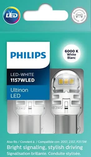 Philips Ultinon LED Red 1157RLED Bulb (2-Pack) | Intense Red Signaling for Cars thumbnail 2