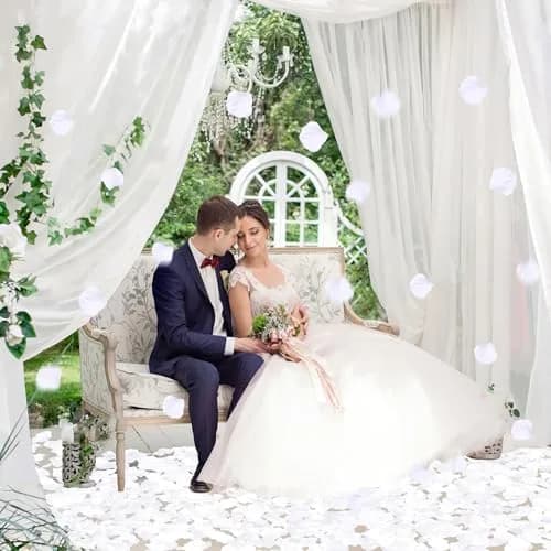 BESKIT Artificial Fake Rose Petals, Silk Flowers Petals, 3000 PCS, White | Reusable, Realistic Wedding Decor thumbnail 4