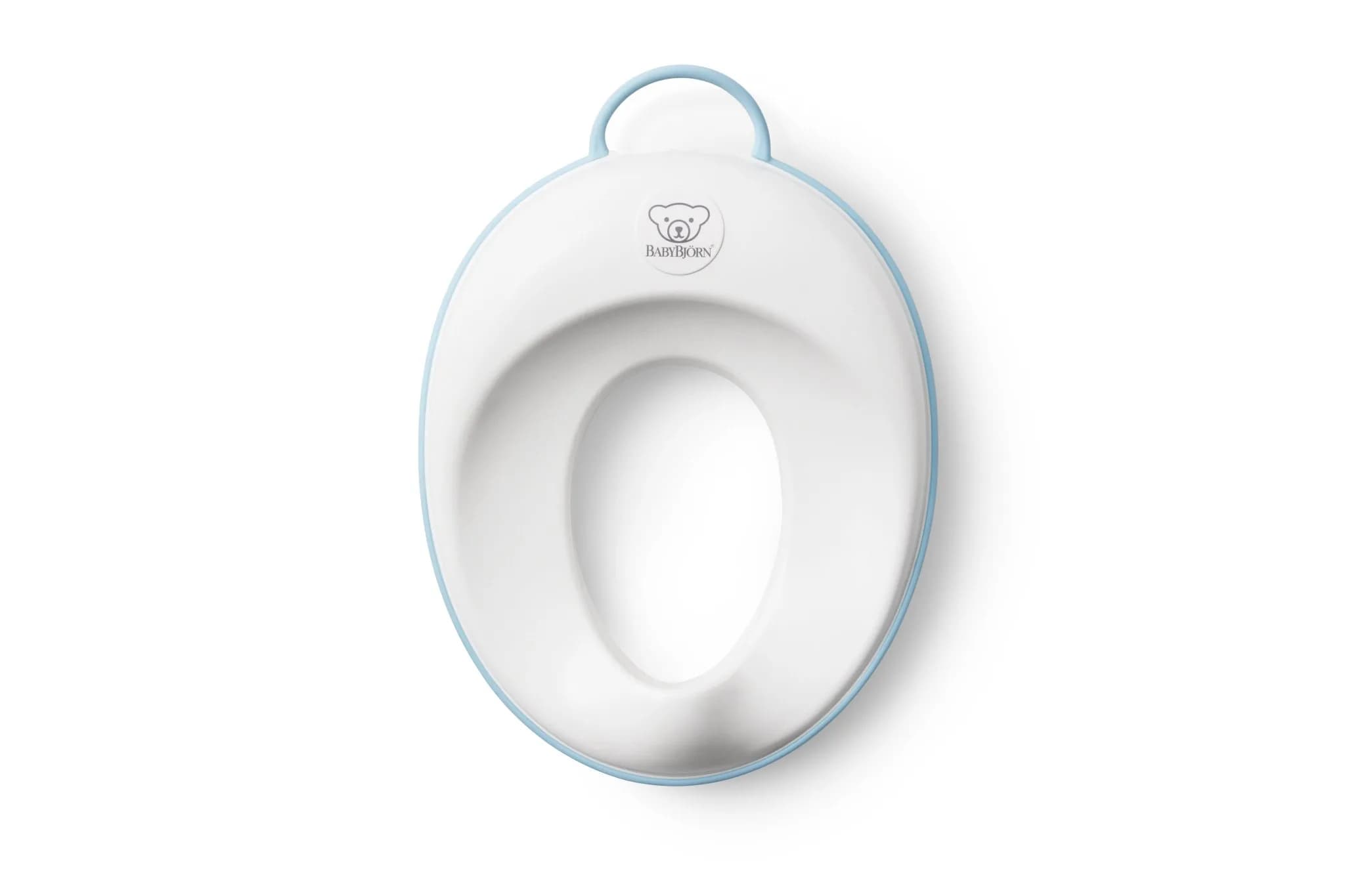 BabyBjörn Toilet Trainer White/Gray | Ergonomic Design for Toddlers, Easy Clean Splashguard — White/Turquoise