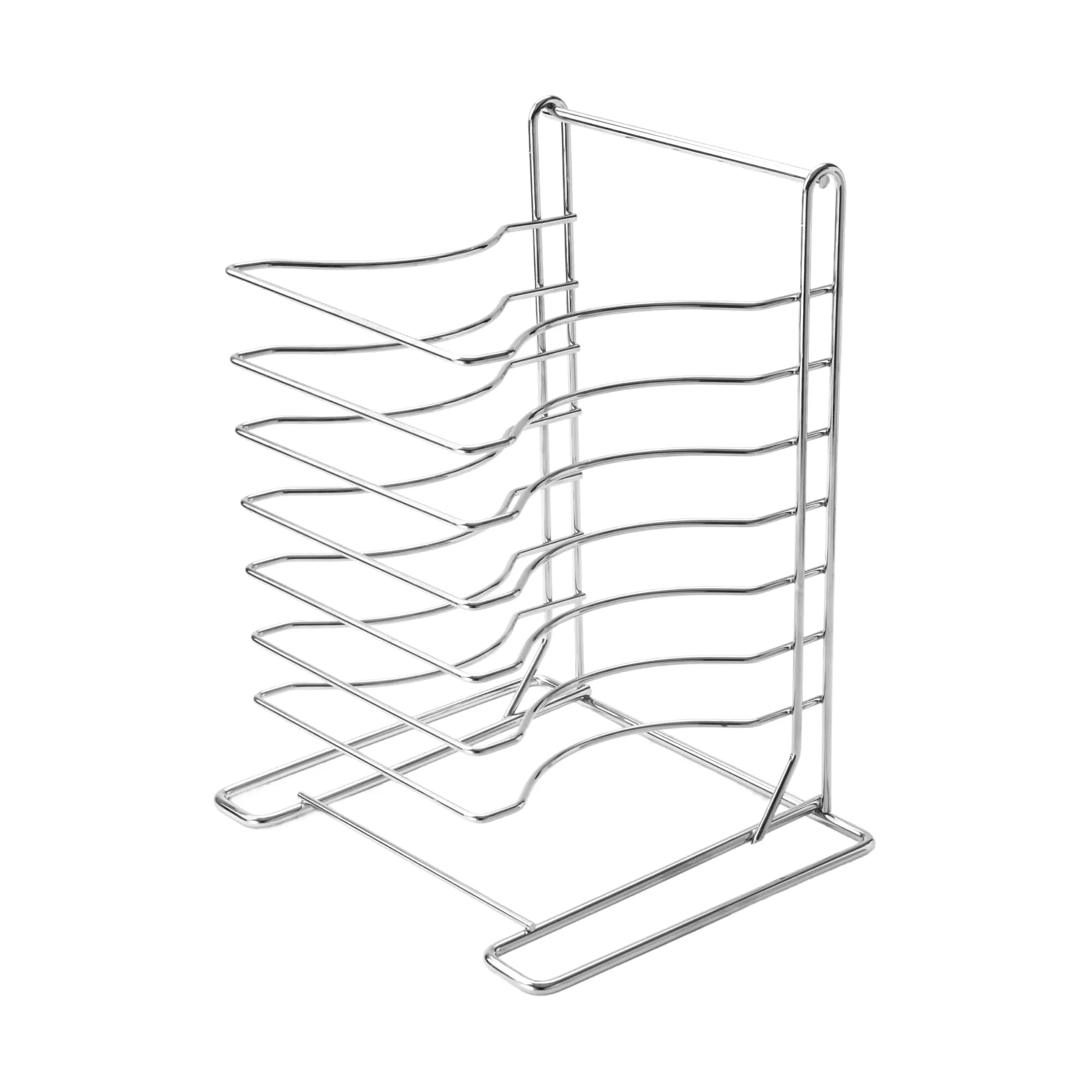 American Metalcraft 19107 Pizza Rack - 7-Tier, Chrome Steel - Wall Mount or Freestanding, 15"H x 10"W x 12"L - main product image