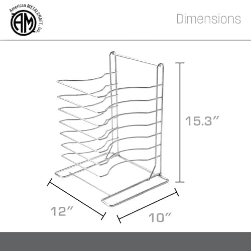 American Metalcraft 19107 Pizza Rack - 7-Tier, Chrome Steel - Wall Mount or Freestanding, 15"H x 10"W x 12"L thumbnail 4