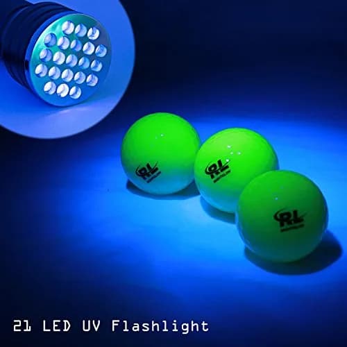 R&L Glow Golf Balls for Night Sports - 3 Pack with UV Flashlight | Play Golf After Dark thumbnail 6