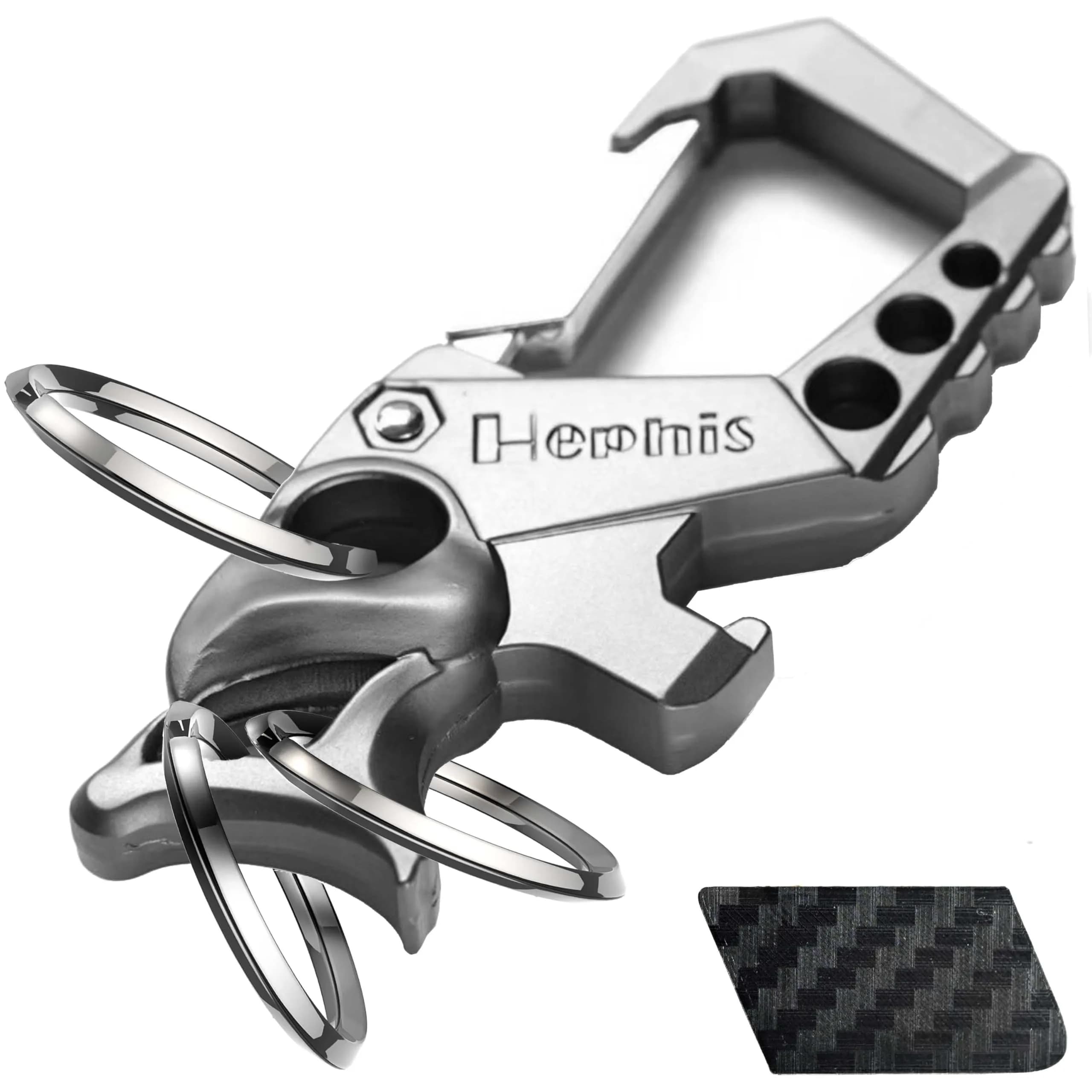 Hephis Heavy Duty Skull Metal Key Organizer,Multitool Keychain for Men | Durable Zinc Alloy, Skull Design, Multi-Function — 04silver