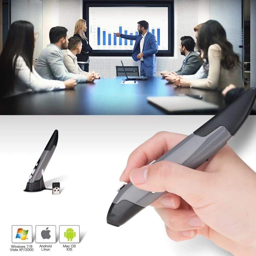 lychee Wireless Optical Pen Mouse Grey | 1600 DPI Adjustable Handwriting Mini Air Mouse for PC Laptop Mac - view 2