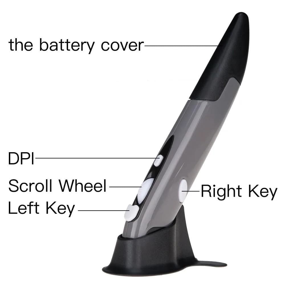 lychee Wireless Optical Pen Mouse Grey | 1600 DPI Adjustable Handwriting Mini Air Mouse for PC Laptop Mac - view 3