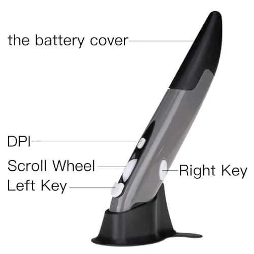 lychee Wireless Optical Pen Mouse Grey | 1600 DPI Adjustable Handwriting Mini Air Mouse for PC Laptop Mac thumbnail 3