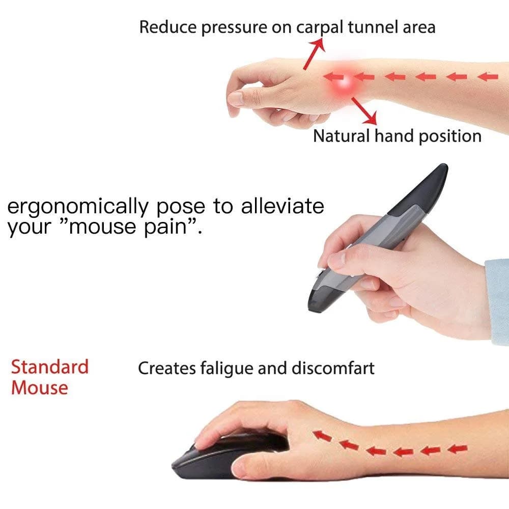 lychee Wireless Optical Pen Mouse Grey | 1600 DPI Adjustable Handwriting Mini Air Mouse for PC Laptop Mac - view 4