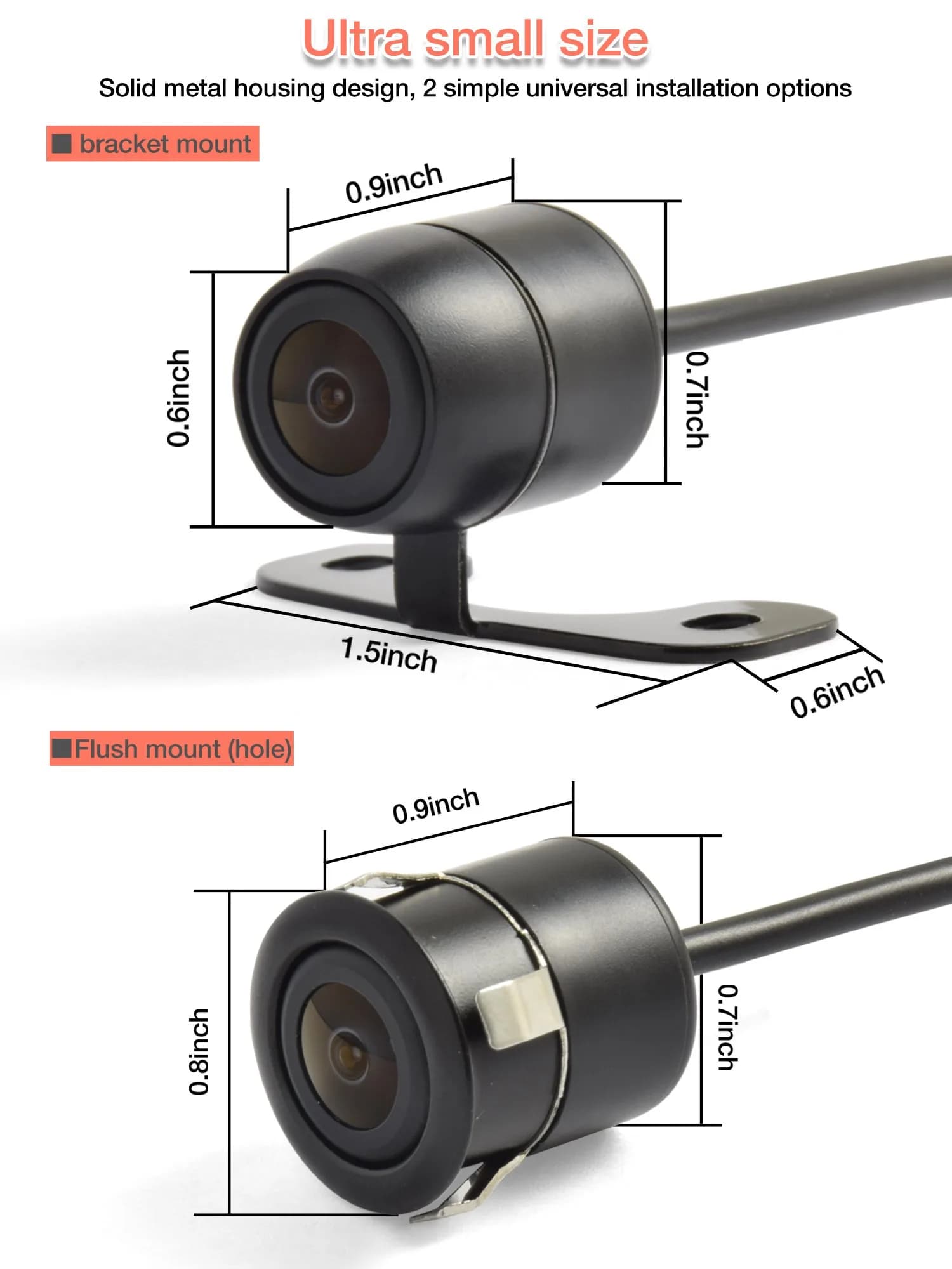 NOAUKA HD Universal Backup Camera 160° FOV Black | CMOS Sensor, 12V DC - view 2