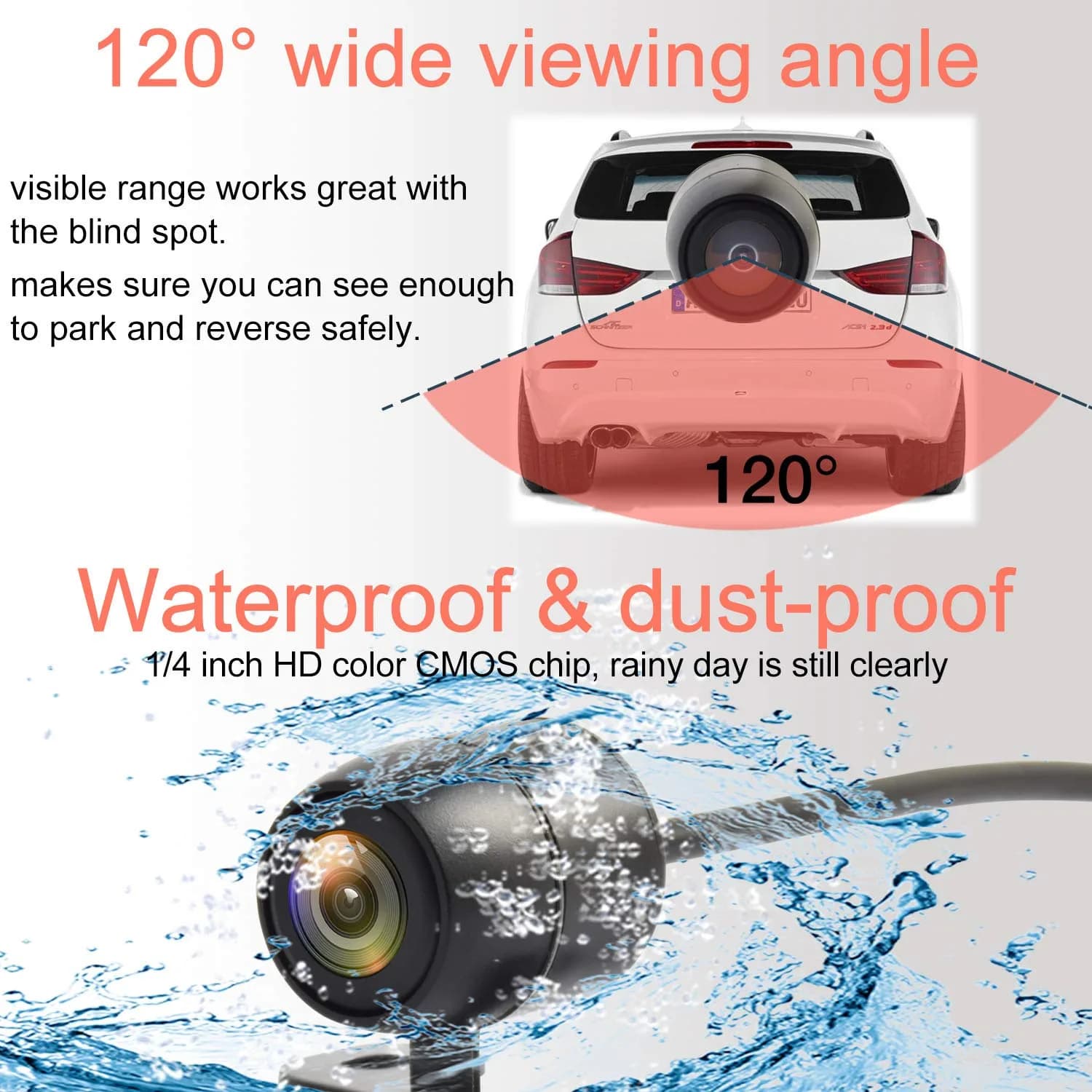 NOAUKA HD Universal Backup Camera 160° FOV Black | CMOS Sensor, 12V DC - view 3