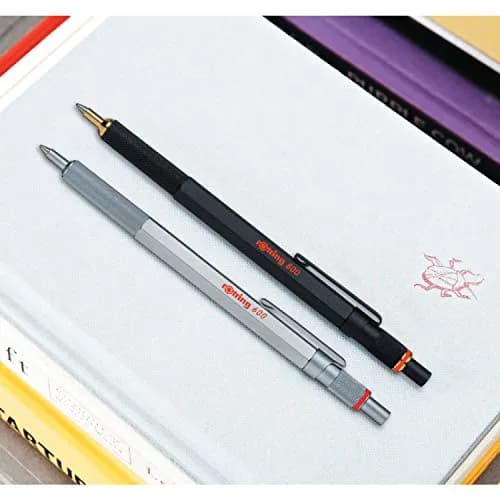 Rotring 600 Ballpoint Pen, Medium Point, Black Ink, Silver Metal Barrel, Refillable, 1 Count | Smooth Ink Flow thumbnail 2