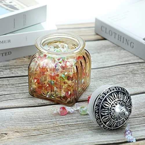 SOCOSY Vintage Crystal Glass Candy Jar with Lid 24 oz | Elegant Kitchen Storage & Wedding Gift thumbnail 4