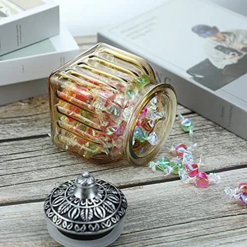 SOCOSY Vintage Crystal Glass Candy Jar with Lid 24 oz | Elegant Kitchen Storage & Wedding Gift thumbnail 6